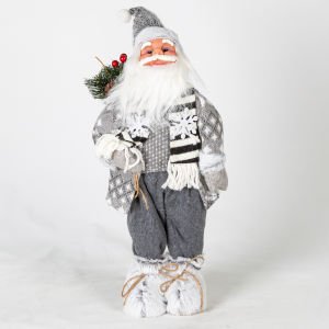 Noel Baba Berry Pike Taşıyan Gri Kostümlü 45 Cm.