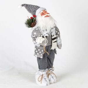 Noel Baba Berry Pike Taşıyan Gri Kostümlü 45 Cm.