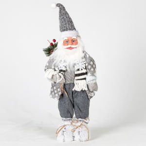 Noel Baba Berry Pike Taşıyan Gri Kostümlü 45 Cm.