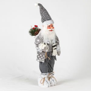 Noel Baba Berry Pike Taşıyan Gri Kostümlü 45 Cm.