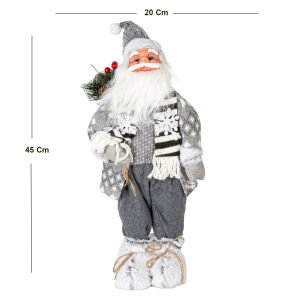 Noel Baba Berry Pike Taşıyan Gri Kostümlü 45 Cm.