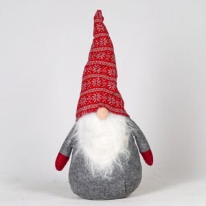 Yılbaşı Süsü, Pelüş Cüce, Kırmızı-Gri - 50 cm