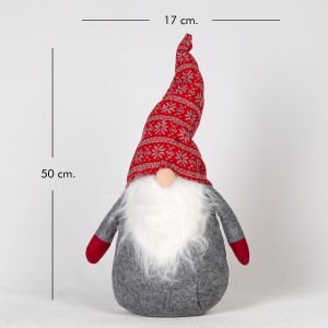 Yılbaşı Süsü Pelüş Cüce Kırmızı-Gri 50 Cm.