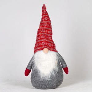 Yılbaşı Süsü Pelüş Cüce Kırmızı-Gri 40 Cm.