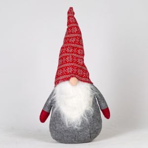 Yılbaşı Süsü, Pelüş Cüce, Kırmızı-Gri - 40 cm