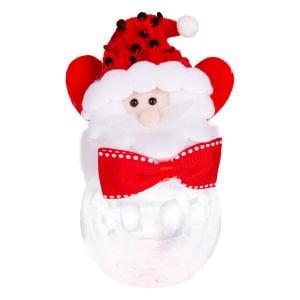 Yılbaşı Kutusu, Noel Baba Figürlü Kapaklı, Şeffaf, Kırmızı - 9x14 cm