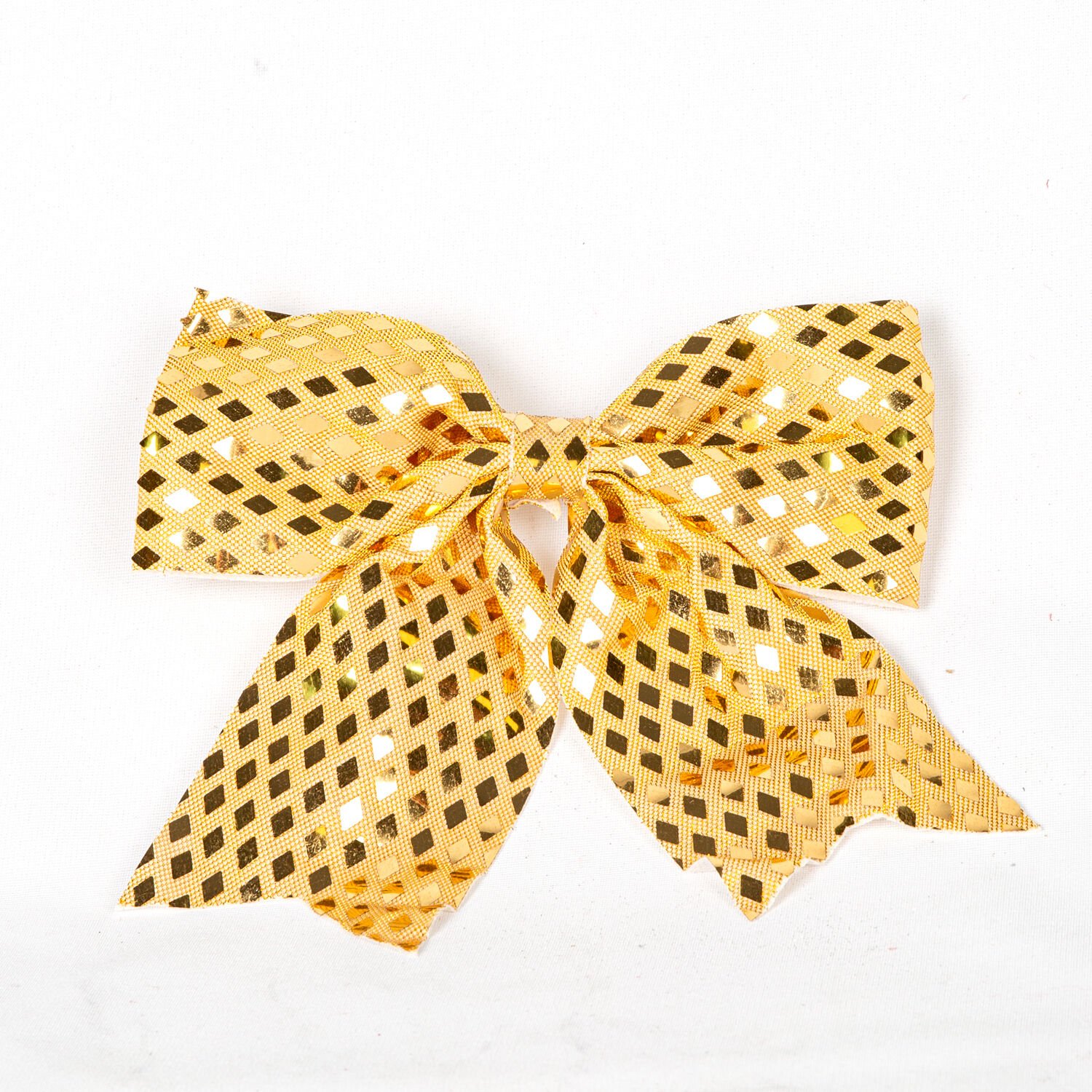 Yılbaşı Süsü Askılı Parlak Pullu Fiyonk Dore 20x20 Cm.