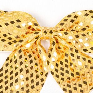 Yılbaşı Süsü Askılı Parlak Pullu Fiyonk Dore 20x20 Cm.