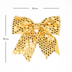 Yılbaşı Süsü Askılı Parlak Pullu Fiyonk Dore 20x20 Cm.