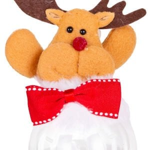 Yılbaşı Kutusu, Geyik Figürlü Kapaklı, Şeffaf, Kahverengi - 9x14 cm