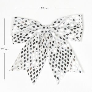 Yılbaşı Süsü Askılı Parlak Pullu Fiyonk Lame 20x20 Cm.