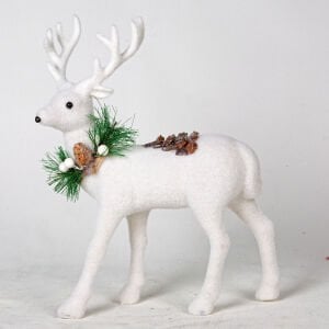 Yılbaşı Süsü Ren Geyiği Beyaz 32x9x23 Cm.