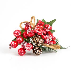 Yılbaşı Süsü Pike İpli Berry Kırmızı-Yeşil 10 x 17 Cm.