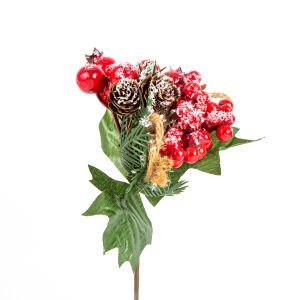 Yılbaşı Süsü Pike İpli Berry Kırmızı-Yeşil 10 x 17 Cm.