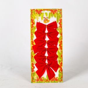 Yılbaşı Süsü Askılı Fiyonk 6'lı Paket Kırmızı 9x6 Cm.