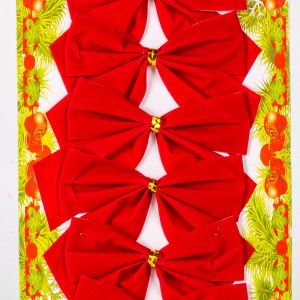 Yılbaşı Süsü Askılı Fiyonk 6'lı Paket Kırmızı 9x6 Cm.