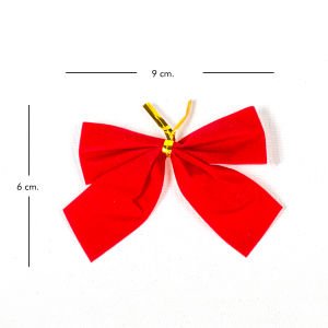 Yılbaşı Süsü Askılı Fiyonk 6'lı Paket Kırmızı 9x6 Cm.