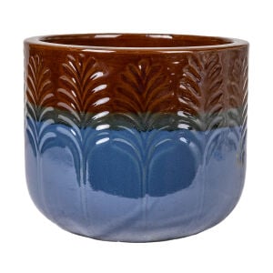 Toprak Saksı Boyalı 6 Litre Mavi-Kahverengi 21x17 Cm.