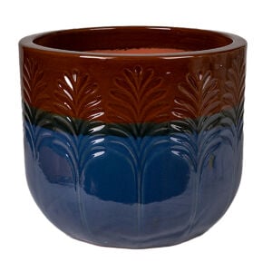 Toprak Saksı Boyalı 15 Litre Mavi-Kahverengi 27,5x23 Cm.