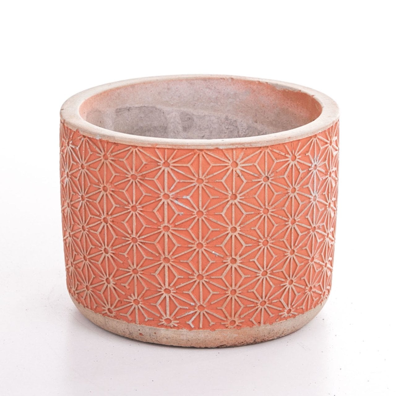 Veramaya Yıldız Desenli Kiremit Renk Beton Saksı 12x9,5 Cm