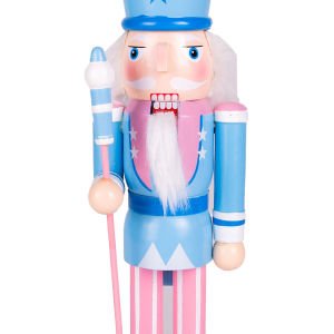 Yılbaşı Süsü Kurşun Asker Mavi Taçlı Fındıkkıran Mavi-Pembe 37 Cm.