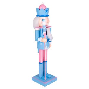 Yılbaşı Süsü Kurşun Asker Mavi Taçlı Fındıkkıran Mavi-Pembe 37 Cm.