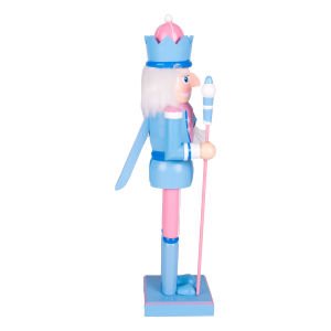 Yılbaşı Süsü Kurşun Asker Mavi Taçlı Fındıkkıran Mavi-Pembe 37 Cm.