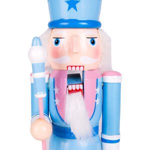 Yılbaşı Süsü Kurşun Asker Mavi Taçlı Fındıkkıran Mavi-Pembe 37 Cm.