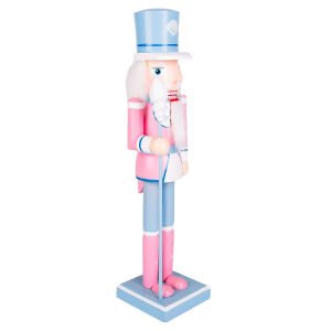 Yılbaşı Süsü Kurşun Asker Mavi Şapkalı Fındıkkıran Mavi-Pembe 37 Cm.