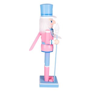 Yılbaşı Süsü Kurşun Asker Mavi Şapkalı Fındıkkıran Mavi-Pembe 37 Cm.