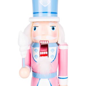 Yılbaşı Süsü Kurşun Asker Mavi Şapkalı Fındıkkıran Mavi-Pembe 37 Cm.