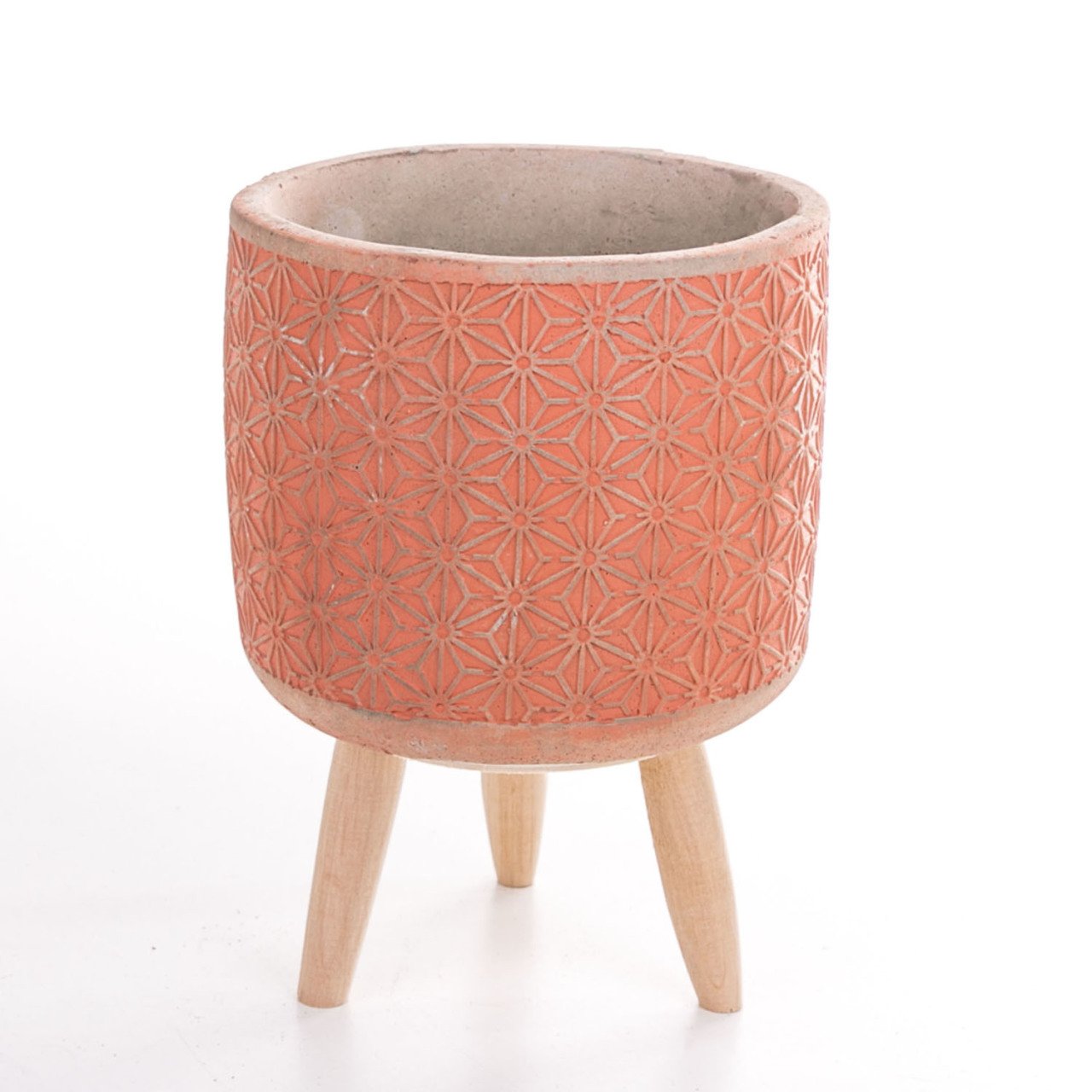 Veramaya Ayaklı Yıldız Desenli Kiremit Renk Beton Saksı14x20,5 Cm