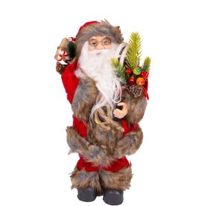 Yılbaşı Noel Baba Hediye Çuvallı Yılbaşı Dekorlu Kırmızı 30 Cm.