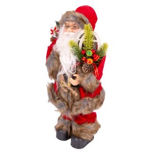 Yılbaşı Noel Baba Hediye Çuvallı Yılbaşı Dekorlu Kırmızı 30 Cm.