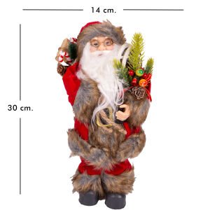 Yılbaşı Noel Baba Hediye Çuvallı Yılbaşı Dekorlu Kırmızı 30 Cm.