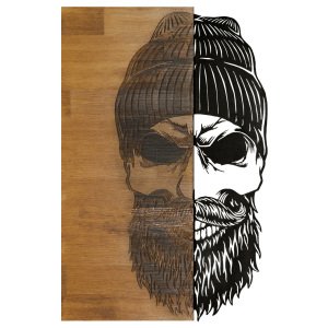 Şapkalı Sakallı Kurukafa Ahşap/metal Dikdörtgen Duvar Pano 38x57,5 Cm