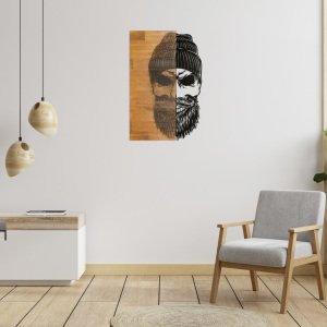 Şapkalı Sakallı Kurukafa Ahşap/metal Dikdörtgen Duvar Pano 38x57,5 Cm