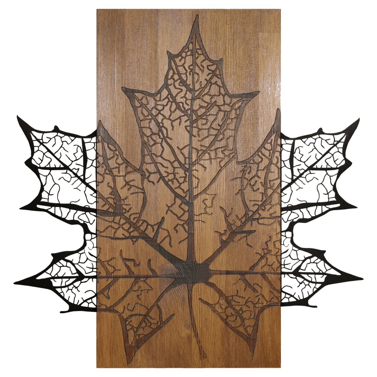 Çınar Yaprağı Ahşap/metal Dikdörtgen Duvar Pano 58x57,5 Cm