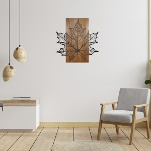 Çınar Yaprağı Ahşap/metal Dikdörtgen Duvar Pano 58x57,5 Cm