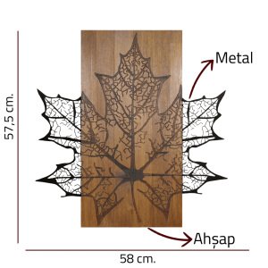 Çınar Yaprağı Ahşap/metal Dikdörtgen Duvar Pano 58x57,5 Cm