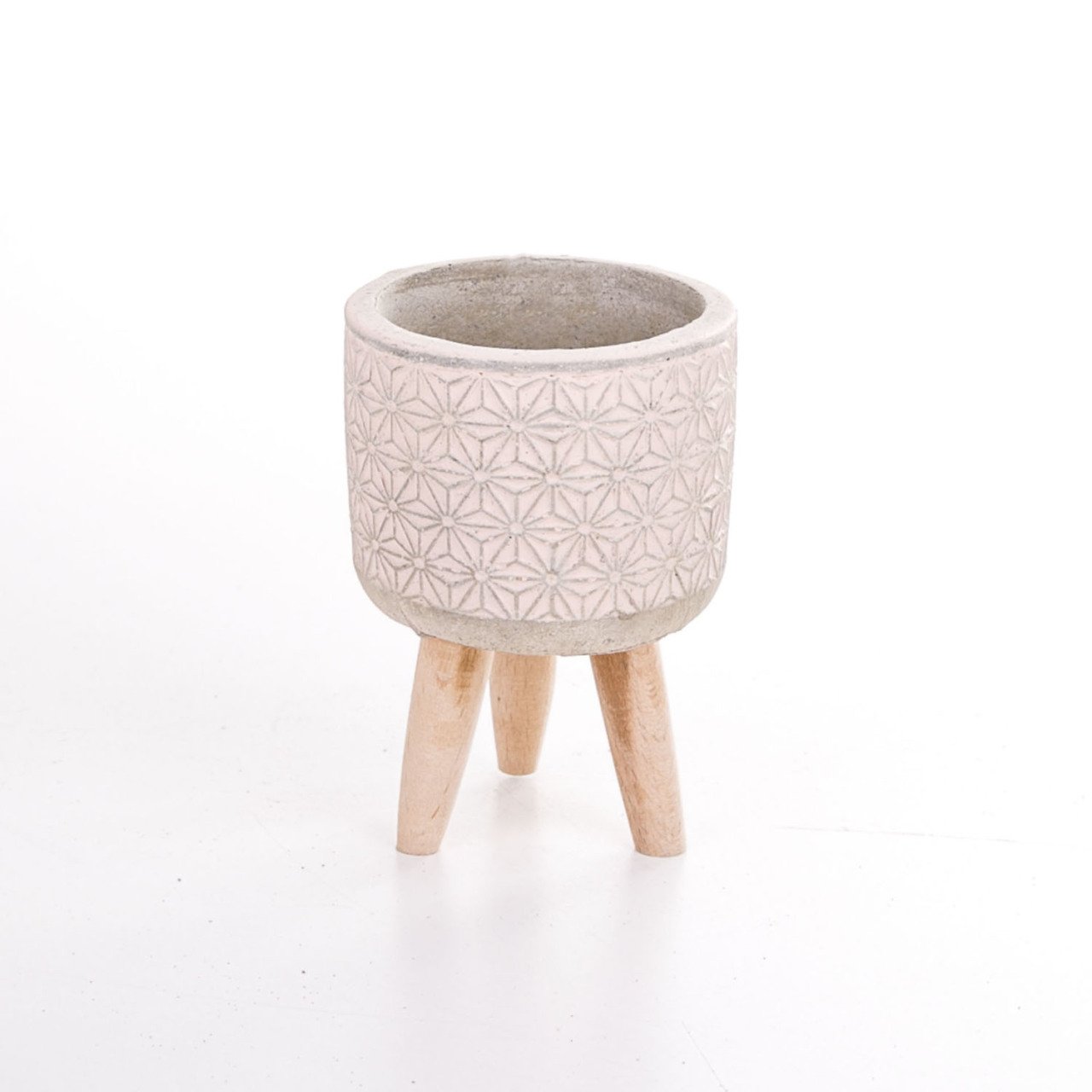 Veramaya Ayaklı Yıldız Desenli Somon Renk Beton Sukulent Saksı 7,5x11,5 Cm