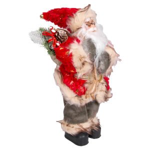 Yılbaşı Noel Baba Gold Hediye Çuvallı Yeşil Pantalonlu Fenerli Kırmızı-Yeşil 30 Cm.