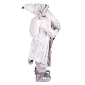 Yılbaşı Noel Baba Beyaz Hediye Çuvallı Fenerli Gümüş-Gri 90 Cm.
