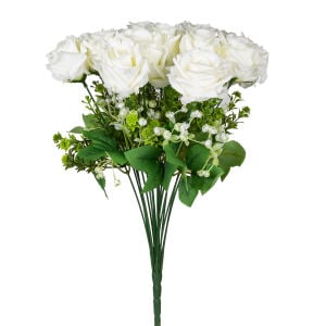 Yapay Gül Demeti Beyaz 43 Cm.