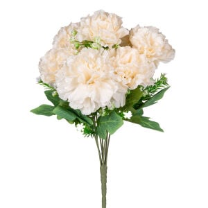 Yapay Karanfil 7 Dallı Islak Dokulu Demet Krem 35 Cm.