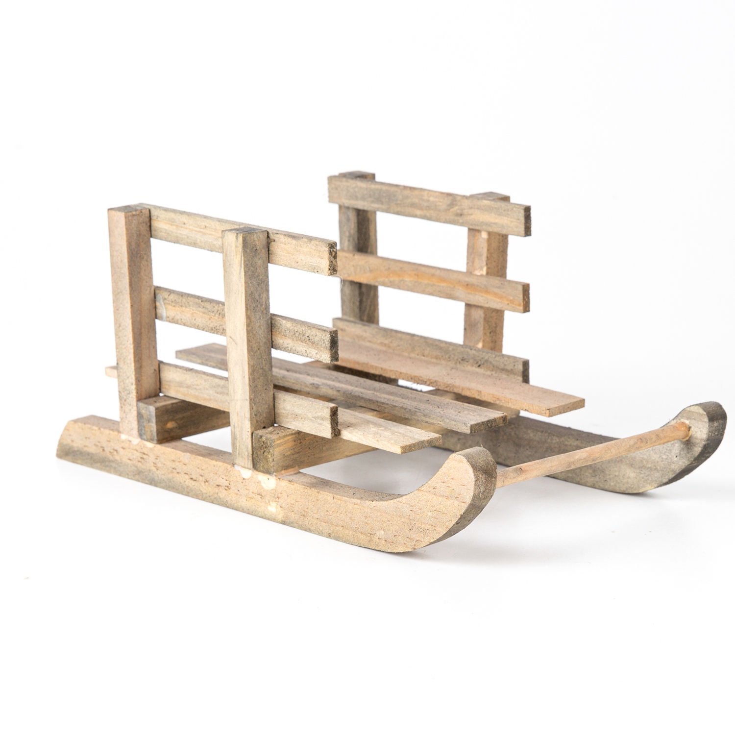 Yılbaşı Süsü Ahşap Kar Kızağı Natural (Ebat 15x12,5x27 Cm.)