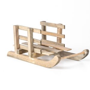 Yılbaşı Süsü Ahşap Kar Kızağı Natural (Ebat 15x12,5x27 Cm.)