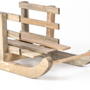 Yılbaşı Süsü Ahşap Kar Kızağı Natural (Ebat 15x12,5x27 Cm.)