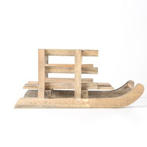 Yılbaşı Süsü Ahşap Kar Kızağı Natural (Ebat 15x12,5x27 Cm.)