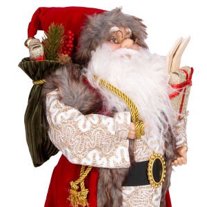 Yılbaşı Noel Baba Yeşil Pantolonlu Kayak Takımlı Kırmızı-Yeşil 45 Cm.